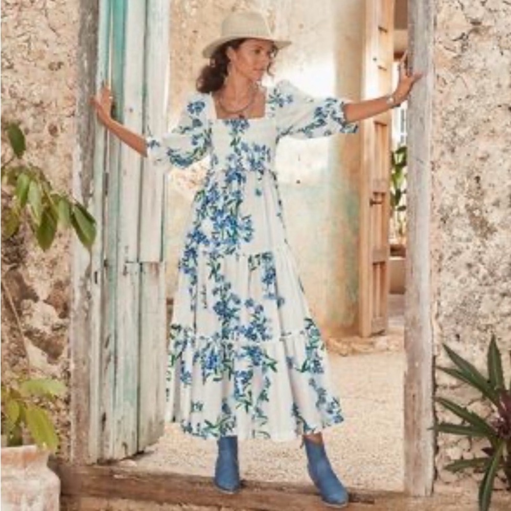 ESPECIA white floral tiered Maxi dress